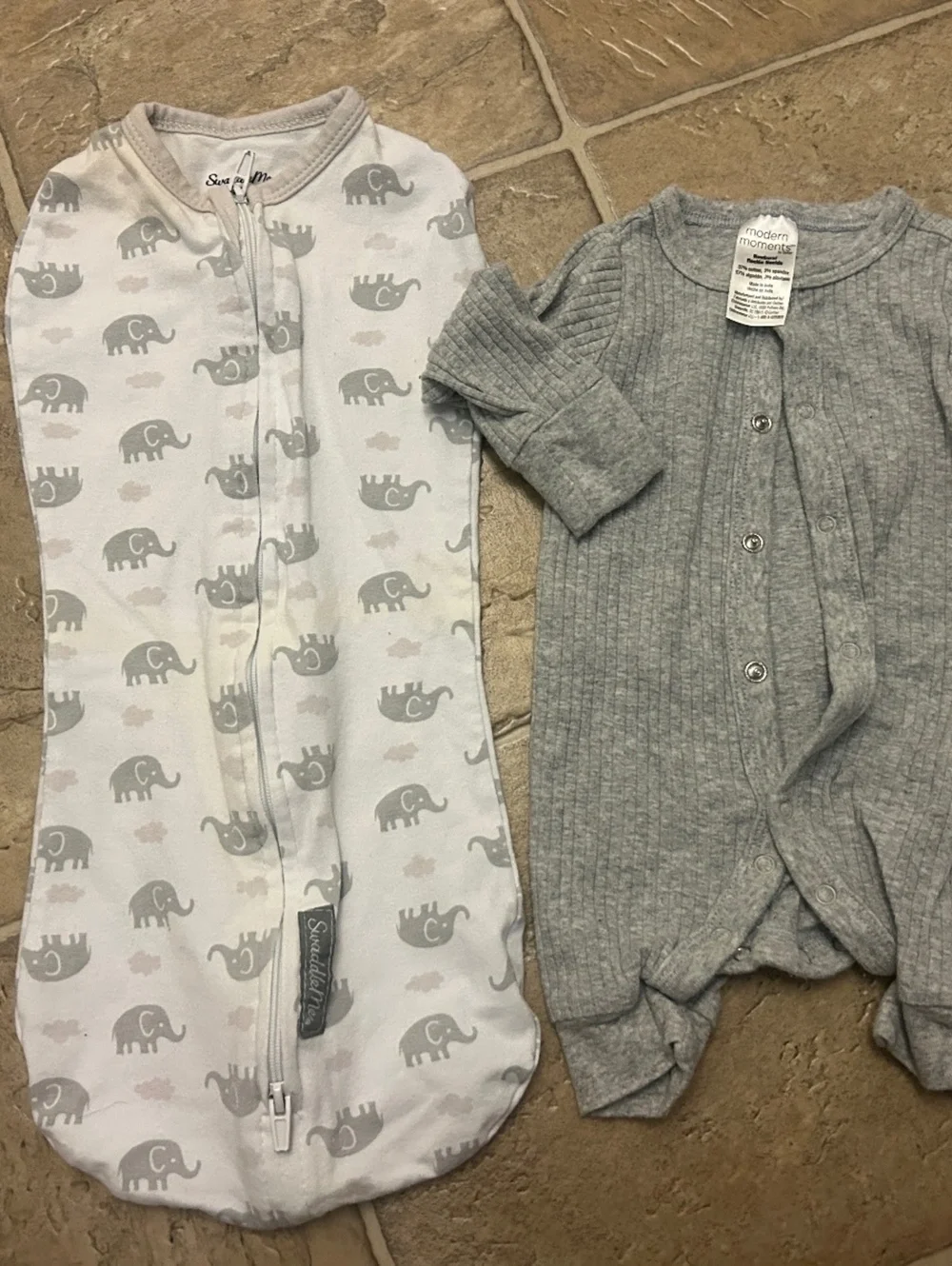 Newborn Baby Clothes Bundle 9 Pc Grey Blue Giraffe Elephant Swaddle Sleep Sack